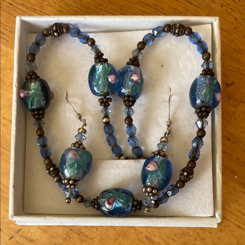 Elegant Blue Beaded Jewelry Set